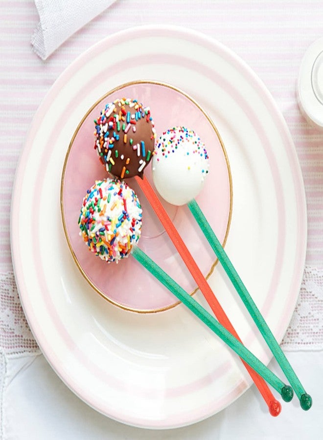 hapray 100-PCS Christmas Green and Red Glitter Plastic Swizzle Sticks, Crystal Cake Pops, Cocktail Coffee Drink Stirrers, Stir Sticks, 7.24 Inch - Image 3